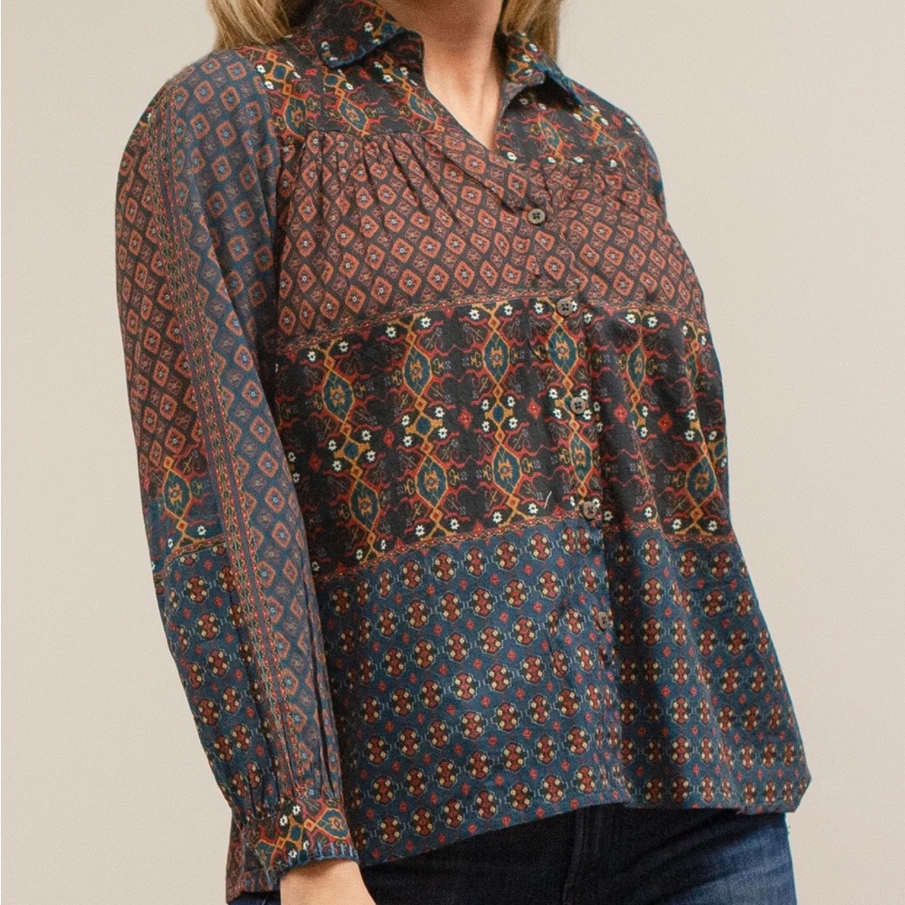 anthropologie NWT Kyla Seo Handmade Franci Shirt Top Size Small 100% Cotton
